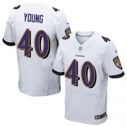Wholesale Cheap Nike Ravens #40 Kenny Young White Men's Stitched NFL New Elite Jersey
