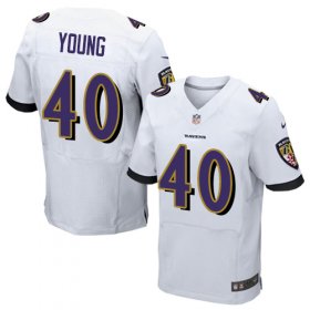 Wholesale Cheap Nike Ravens #40 Kenny Young White Men\'s Stitched NFL New Elite Jersey