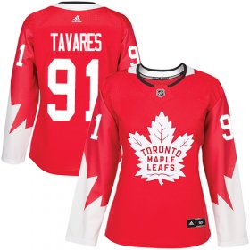 Wholesale Cheap Adidas Maple Leafs #91 John Tavares Red Team Canada Authentic Women\'s Stitched NHL Jersey