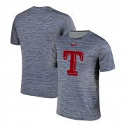 Wholesale Cheap Nike Texas Rangers Gray Black Striped Logo Performance T-Shirt