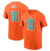 Wholesale Cheap Men's Miami Dolphins #10 Tyreek Hill 2022 Orange Name & Number T-Shirt