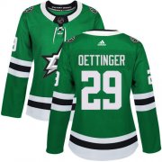 Cheap Adidas Stars #29 Jake Oettinger Green Home Authentic Women's Stitched NHL Jersey
