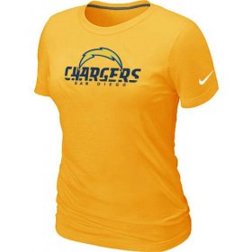 Wholesale Cheap Women\'s Nike Los Angeles Chargers Authentic Logo T-Shirt Yellow