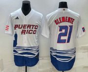 Cheap Men's Puerto Rico Baseball #21 Roberto Clemente 2023 White World Baseball Classic Stitched Jerseys