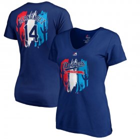 Wholesale Cheap Los Angeles Dodgers #14 Enrique Hernandez Majestic Women\'s 2019 Spring Training Name & Number V-Neck T-Shirt Royal