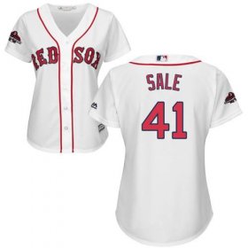 Wholesale Cheap Red Sox #41 Chris Sale White Home 2018 World Series Champions Women\'s Stitched MLB Jersey