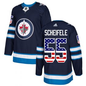 Wholesale Cheap Adidas Jets #55 Mark Scheifele Navy Blue Home Authentic USA Flag Stitched Youth NHL Jersey
