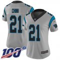 Wholesale Cheap Nike Panthers #21 Jeremy Chinn Silver Women's Stitched NFL Limited Inverted Legend 100th Season Jersey