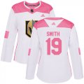Wholesale Cheap Adidas Golden Knights #19 Reilly Smith White/Pink Authentic Fashion Women's Stitched NHL Jersey