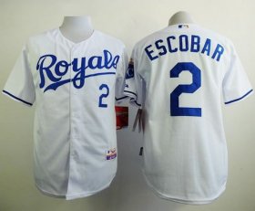 Wholesale Cheap Royals #2 Alcides Escobar White Cool Base Stitched MLB Jersey
