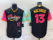 Wholesale Men's San Diego Padres #13 Manny Machado Black Number 2022 City Connect Cool Base Stitched Jersey