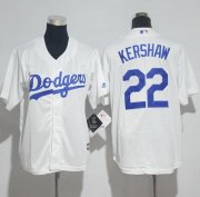 Wholesale Cheap Dodgers #22 Clayton Kershaw White Cool Base Stitched Youth MLB Jersey