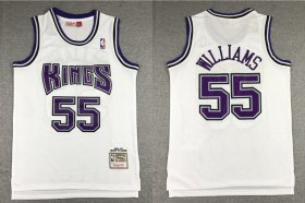 Wholesale Cheap Men\'s Sacramento Kings #55 Jason Williams 1998-99 White Hardwood Classics Soul Swingman Stitched NBA Throwback Jersey