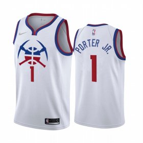 Wholesale Cheap Denver Nuggets #1 Michael Porter Jr. White NBA Swingman 2020-21 Earned Edition Jersey