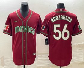 Cheap Men\'s Mexico Baseball #56 Randy Arozarena 2023 Red World Classic Stitched Jerseys