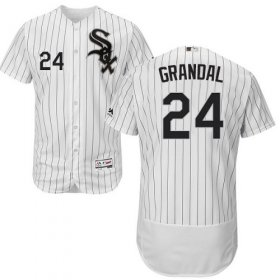 Wholesale Cheap White Sox #24 Yasmani Grandal White(Black Strip) Flexbase Authentic Collection Stitched MLB Jersey
