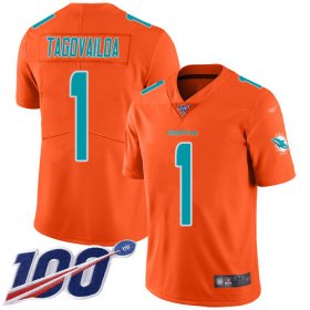 Wholesale Cheap Nike Dolphins #1 Tua Tagovailoa Orange Men\'s Stitched NFL Limited Inverted Legend 100th Season Jersey
