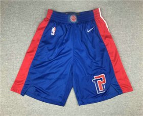 Wholesale Cheap Men\'s Detroit Pistons New Blue 2019 Nike Swingman Stitched Shorts
