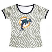 Wholesale Cheap Women's Miami Dolphins Sideline Legend Authentic Logo Zebra Stripes T-Shirt