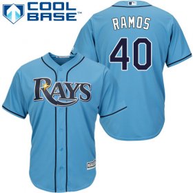Wholesale Cheap Rays #40 Wilson Ramos Light Blue Cool Base Stitched Youth MLB Jersey