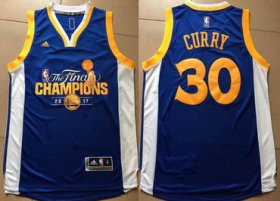 Wholesale Cheap Men\'s Golden State Warriors #30 Stephen Curry Royal Blue 2017 The Finals Championship Stitched NBA adidas Swingman Jersey