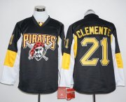 Wholesale Cheap Pirates #21 Roberto Clemente Black Long Sleeve Stitched MLB Jersey