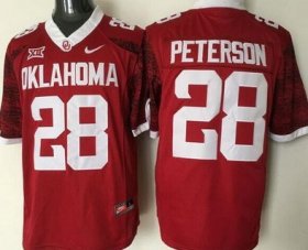 Wholesale Cheap Men\'s Oklahoma Sooners #28 Adrian Peterson Red 2016 College Football Nike Jersey