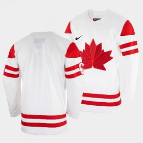 Wholesale Cheap Men\'s Blank Canada Hockey White 2022 Beijing Winter Olympic Home Rrplica Jersey
