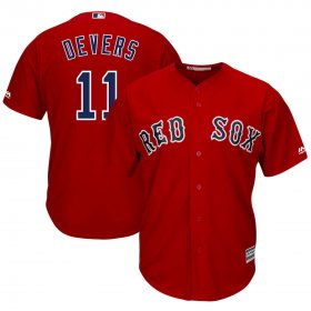 Wholesale Cheap Boston Red Sox #11 Rafael Devers Majestic Alternate Official Cool Base Player Jersey Scarlet