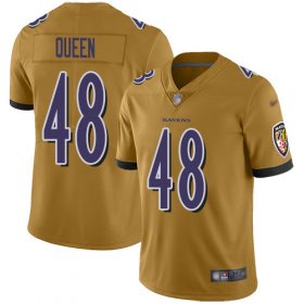 Wholesale Cheap Nike Ravens #48 Patrick Queen Gold Youth Stitched NFL Limited Inverted Legend Jersey
