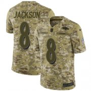 Wholesale Cheap Nike Ravens #8 Lamar Jackson Camo Youth Stitched NFL Limited 2018 Salute to Service Jersey