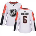 Wholesale Cheap Adidas Canucks #6 Brock Boeser White 2018 All-Star Pacific Division Authentic Women's Stitched NHL Jersey