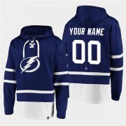 Wholesale Cheap Men's Tampa Bay Lightning Active Player Custom Blue All Stitched Sweatshirt Hoodie