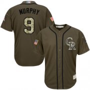 Wholesale Cheap Rockies #9 Daniel Murphy Green Salute to Service Stitched MLB Jersey