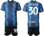 Wholesale Cheap Men 2021-2022 Club Inter Milan home blue 30 Nike Soccer Jersey