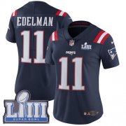 Wholesale Cheap Nike Patriots #11 Julian Edelman Navy Blue Super Bowl LIII Bound Women's Stitched NFL Limited Rush Jersey
