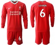 Wholesale Cheap Men 2020-2021 club Liverpool home long sleeves 6 red Soccer Jerseys