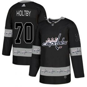 Wholesale Cheap Adidas Capitals #70 Braden Holtby Black Authentic Team Logo Fashion Stitched NHL Jersey