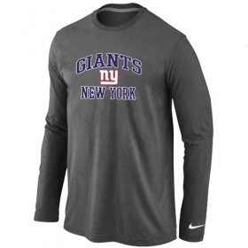 Wholesale Cheap Nike New York Giants Heart & Soul Long Sleeve T-Shirt Dark Grey