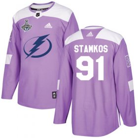 Cheap Adidas Lightning #91 Steven Stamkos Purple Authentic Fights Cancer Youth 2020 Stanley Cup Champions Stitched NHL Jersey