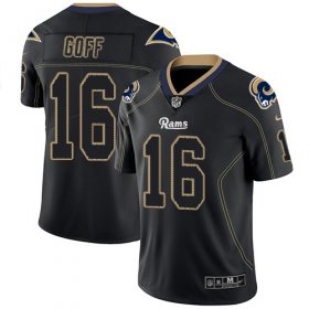 Wholesale Cheap Nike Rams #16 Jared Goff Lights Out Black Men\'s Stitched NFL Limited Rush Jersey