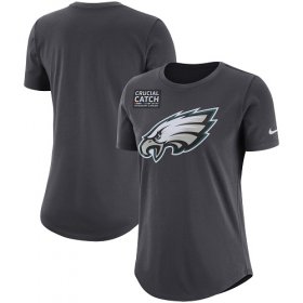 Wholesale Cheap NFL Women\'s Philadelphia Eagles Nike Anthracite Crucial Catch Tri-Blend Performance T-Shirt