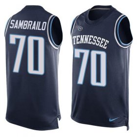 Wholesale Cheap Nike Titans #70 Ty Sambrailo Navy Blue Team Color Men\'s Stitched NFL Limited Tank Top Jersey