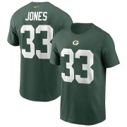 Wholesale Cheap Green Bay Packers #33 Aaron Jones Nike Team Player Name & Number T-Shirt Green