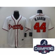 Wholesale Cheap Men Nike Atlanta Braves 44 Hank Aaron White Stitched MLB 2021 Champions Patch Jersey