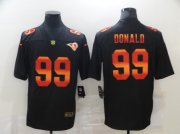 Wholesale Cheap Men's Los Angeles Rams #99 Aaron Donald Black Red Orange Stripe Vapor Limited Nike NFL Jersey
