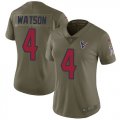 Wholesale Cheap Nike Texans #4 Deshaun Watson Olive Women's Stitched NFL Limited 2017 Salute to Service Jersey