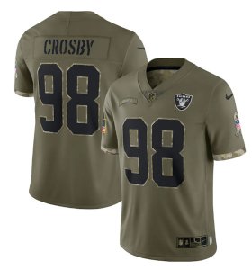 Wholesale Cheap Men\'s Las Vegas Raiders #98 Maxx Crosby 2022 Olive Salute To Service Limited Stitched Jersey