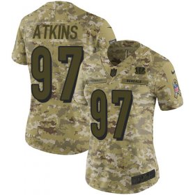 Wholesale Cheap Nike Bengals #97 Geno Atkins Camo Women\'s Stitched NFL Limited 2018 Salute to Service Jersey