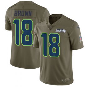 Wholesale Cheap Nike Seahawks #18 Jaron Brown Olive Men\'s Stitched NFL Limited 2017 Salute To Service Jersey
